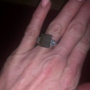 malagasy labradorite ring with electric blue topaz